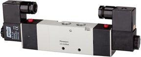 Riegler 5/3-Wegeventil elektropneumatisch mit Mitte entlüftet, G 1/2, 230 V, 50 Hz, Silber - Bild 1