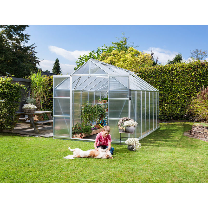 Vitavia Gewächshaus Uranus 11500 aus Aluminium eloxiert mit Polycarbonat-Verglasung und Satteldach in Silber - Bild 3
