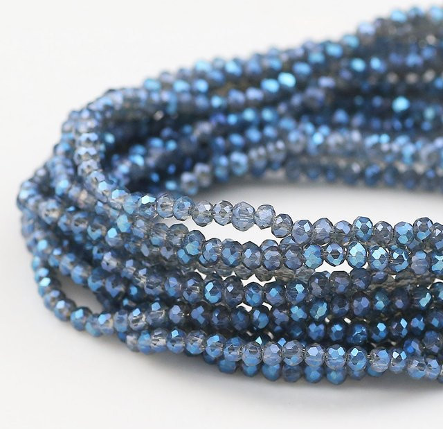 WLYeeS Farbperlen, tintenblau, flach, rund, 2 mm, Unisex - Bild 1