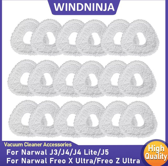 WINDNINJA Mopp-Tücher Ersatzset in Weiß für Narwal J3, J4, Freo X Ultra, J4 Lite, J5 Freo und Z Ultra Saugroboter - Bild 1