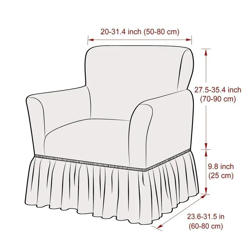 Yiran Sesselbezug Blasenraster in Beige mit Rocksaum, elastischer Strickbezug aus 100% Polyester für Sessel und Röhrensofas - Bild 2