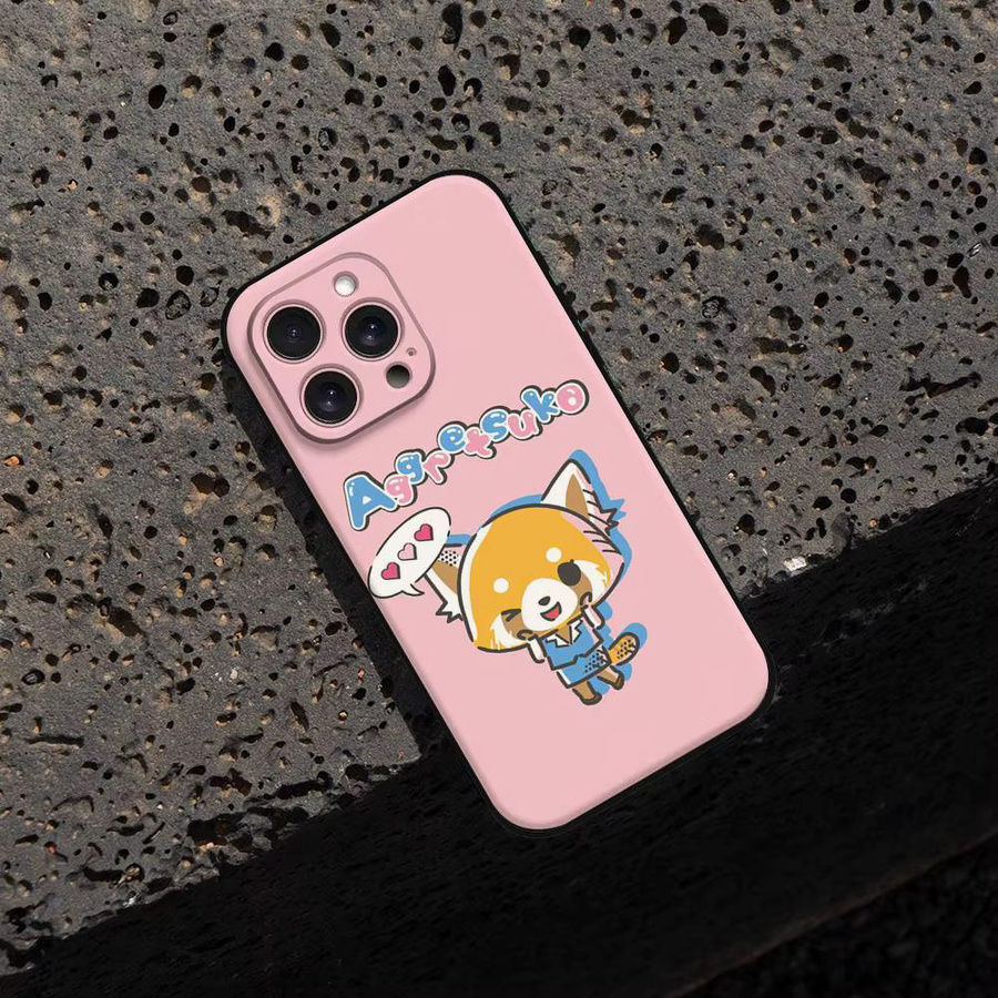 Niedliche Aggretsuko Handyhülle in Pink für Apple iPhone (alle Modelle), weiche TPU Schutzhülle im Cartoon-Design - Bild 7