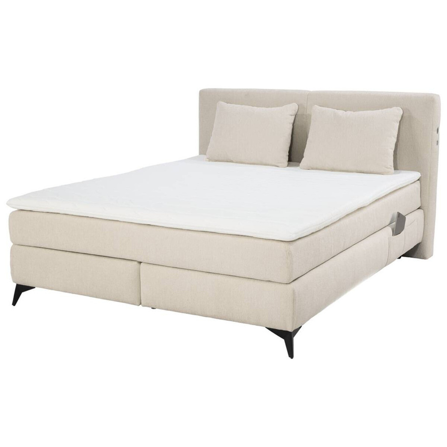 Boxspringbett Kira Mix in Beige mit USB-Ladeport und Bonell-Federkern, Breite: 160 cm, Länge: 200 cm - Bild 2