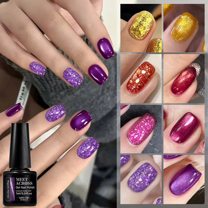 Meet Across Party Glitzer-Katzen-Magnet-Gel-Nagellack-Set, schimmernd - Bild 1