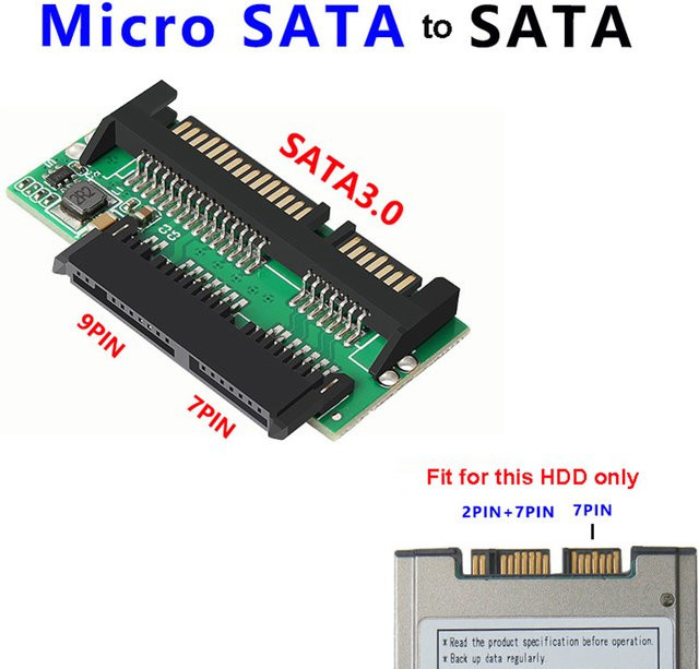 OULLX Micro SATA zu SATA 2,5 Zoll SSD Konverter Adapter 16-Pin auf 22-Pin - Bild 1