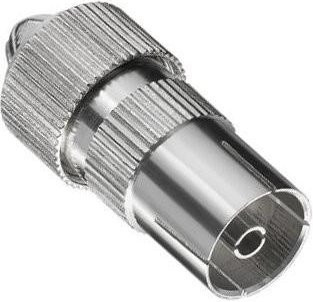 DINIC Koaxial Kupplung in Silber mit Schraubanschluss für Koaxialkabel 4,5-7,5mm, Metallausführung, 9,5mm - Bild 1