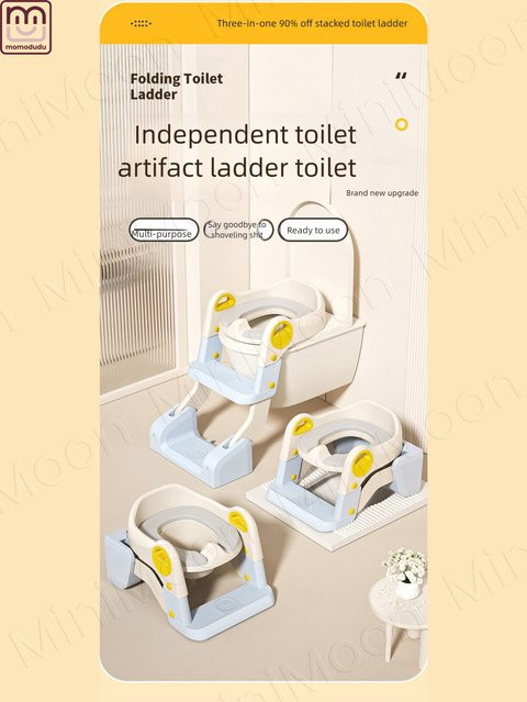momo&dudu 2-in-1 Faltbarer Tragbarer Toilettentrainer für Kinder mit Integriertem Tritthocker in Grau - Bild 1