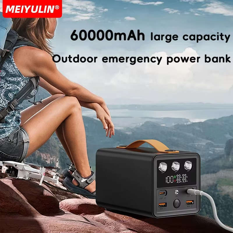 MEIYULIN Powerbank mit 60000mAh und 100W Schnellladung, tragbares USB-C-DC-Ladegerät für Laptop und Smartphone, Schwarz - Bild 6