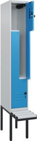 C+P Z-Spind Classic PLUS Sitzbank mit 2 Fächern, auskragendes Design, Kunststoff-Sitzfläche, B/T/H: 212,0 x 30,0 x 81,5 cm, Farben: grau/blau - Bild 1
