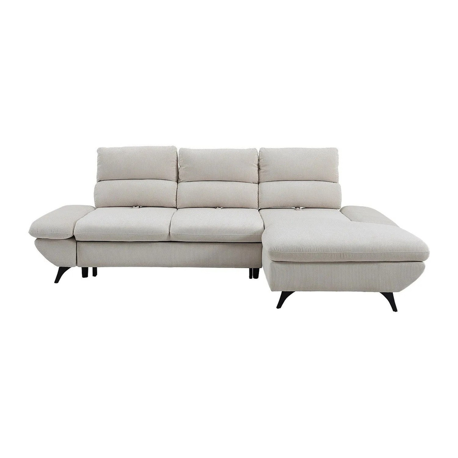 Vente-unique Schlafsofa Liori in Beige mit Cord-Bezug, L-Form, Breite: 282 cm - Bild 2