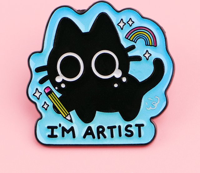 I'M Artist Anstecknadel, Schwarze Katze, Emaille, Schwarz - Bild 1