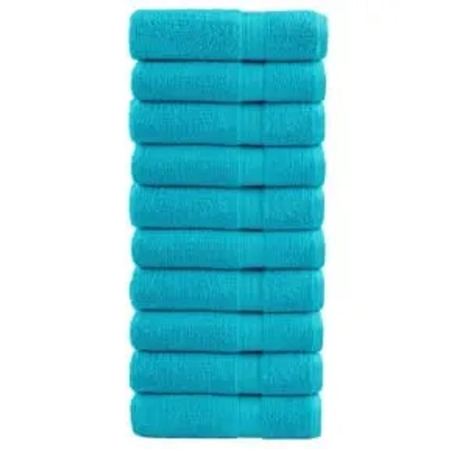 vidaXL Premium-Handtuch-Set aus 100% Baumwolle in Türkis, 10 Stück, 600 g/m2, B/H: 50 x 100 cm - Bild 2