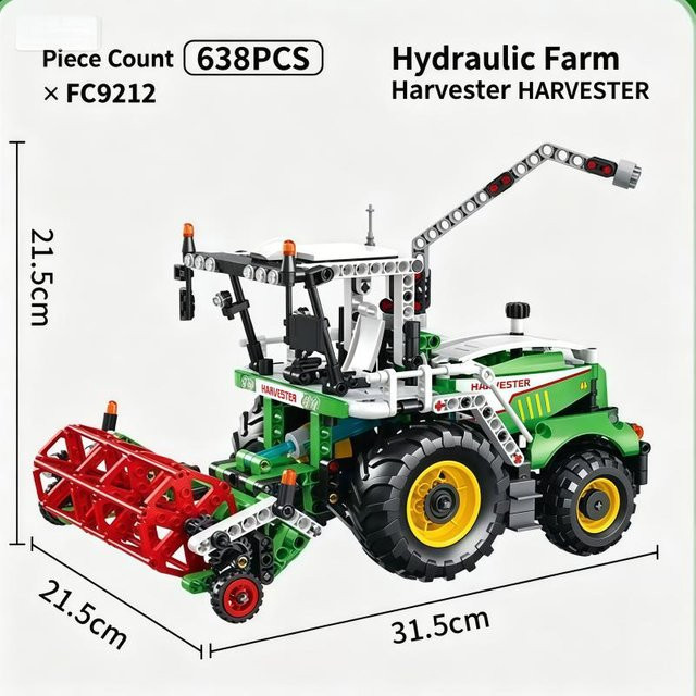 2-in-1 Hydraulischer Landwirtschaftstraktor Baustein-Set, ab 14 Jahren - Bild 1