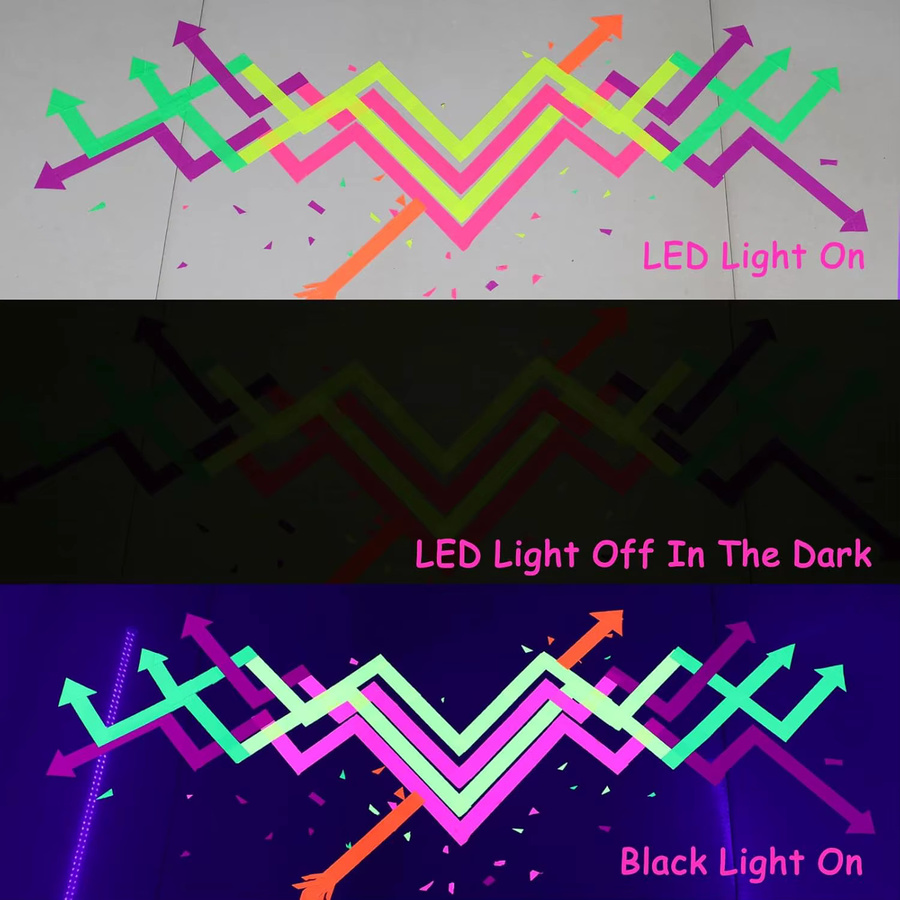 SCESSPACK Neon Gaffer Klebeband in Blau und Multicolour, reaktives fluoreszierendes Spike-Klebeband für UV-Schwarzlicht und Glow-Partys - Bild 4