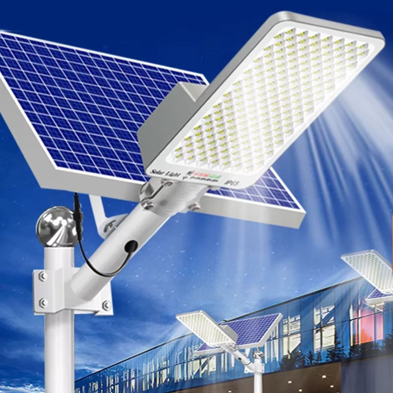 YQCHEZI Solar Straßenlaterne 200W mit 6000mAh Akku, wasserdichte Außenbeleuchtung für Garten und Wandmontage, Schwarz - Bild 3