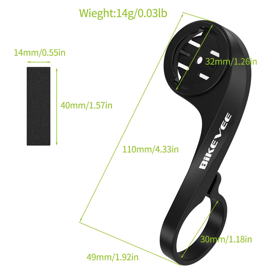Bikevee Universal Wireless GPS Fahrradcomputer Halterung mit Adapter Basis in Grün und Schwarz für Garmin, XOSS, iGPSPORT, Magene, Coospo und CYCLAMI - Bild 3