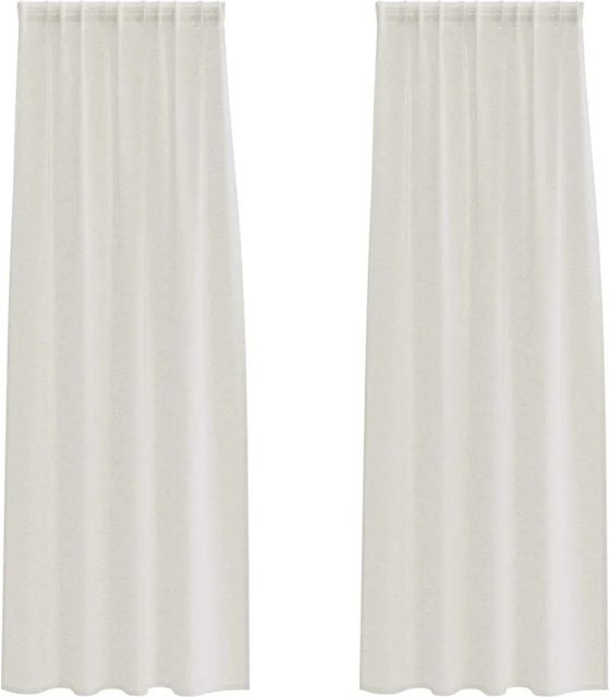 vidaXL Voile-Vorhänge aus Polyester, 2 Stück, Beige, Breite: 140 cm, Höhe: 225 cm - Bild 1