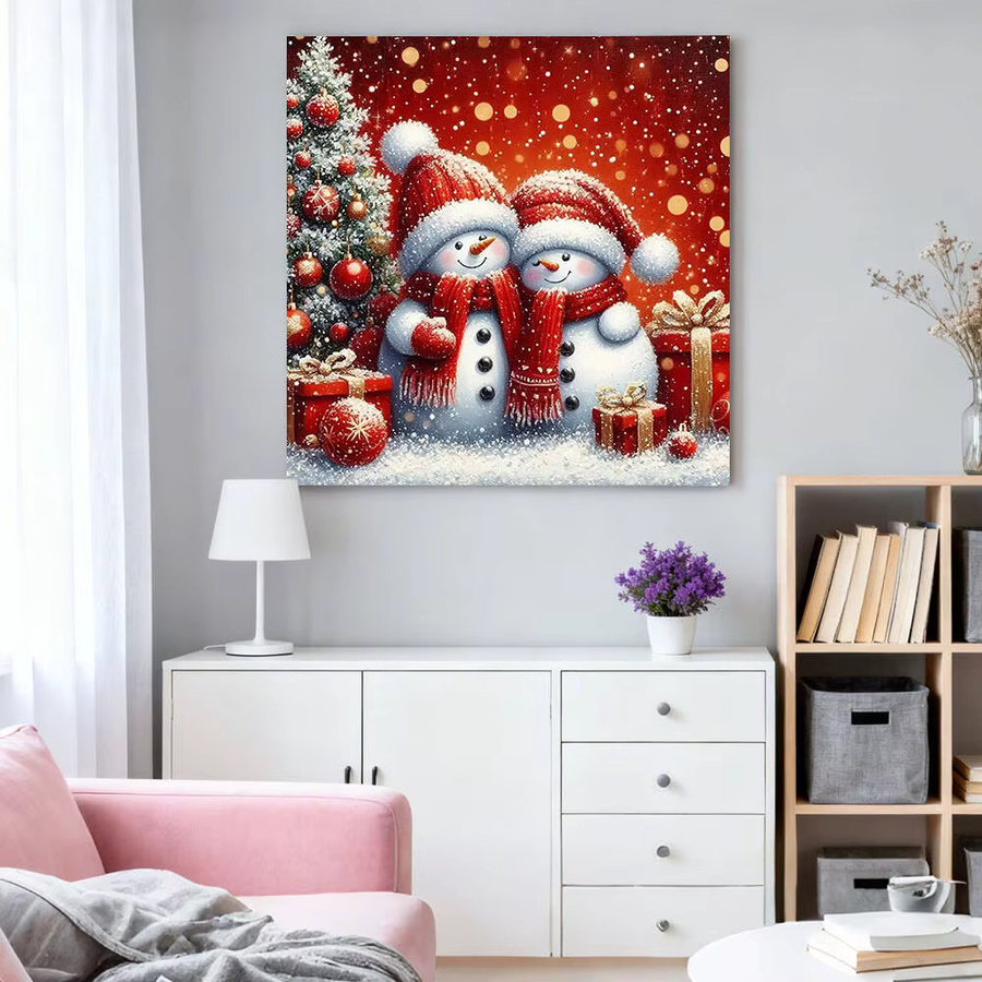 HUACAN Diamantmalerei Weihnachten Set mit Schneemann und Baum, Mosaik-Bastelset Multicolor, B/H: 20 x 20 cm - Bild 3