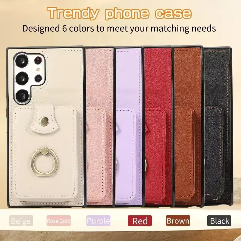 Leder Umhängetasche Wallet Card Holder Cover für Samsung Galaxy S25 Ultra S24 S23 FE S22 Plus A15 A33 A25 A16 A06 A36 A26 A56 in Schwarz - Bild 5