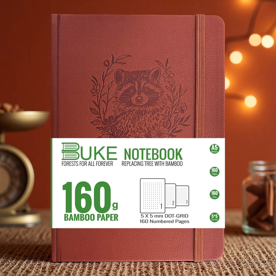 Buke Notebook gepunktetes Notizbuch mit Kunstledereinband in Braun, A5, 160 Seiten, 160 g/m2 Papier - Bild 5
