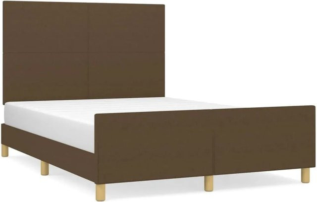 vidaXL Bettgestell mit Kopfteil in Dunkelbraun aus Stoff und Holz B/T/H: 140 x 190 x 128 cm - Bild 1