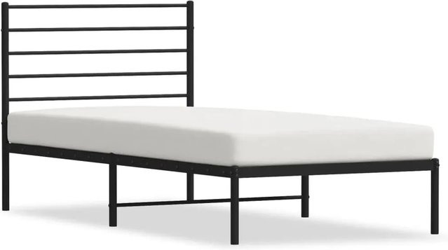 vidaXL Bettgestell aus Metall mit Kopfteil in Schwarz, klassisches Design, B/T/H: 100 x 200 x 105 cm - Bild 1