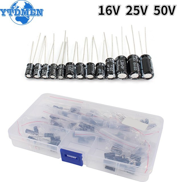 YTDMEN Elektrolytkondensator-Kit mit 12 Werten von 1 uF bis 470 uF, 120 Stück DIP-Aluminium-Elektrolytkondensatoren in Schwarz - Bild 1