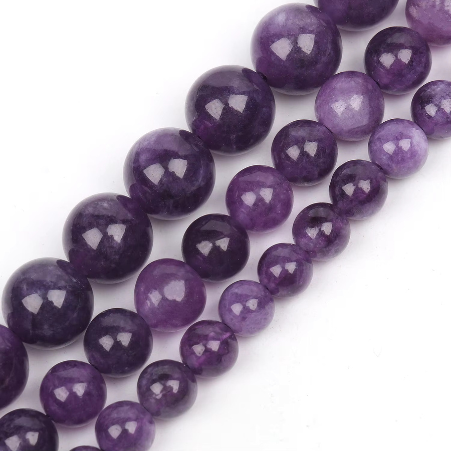 xilitata Perlen Amethyst Jade Kunzit Glimmer, Runde Naturstein Perlen, Unisex - Bild 2