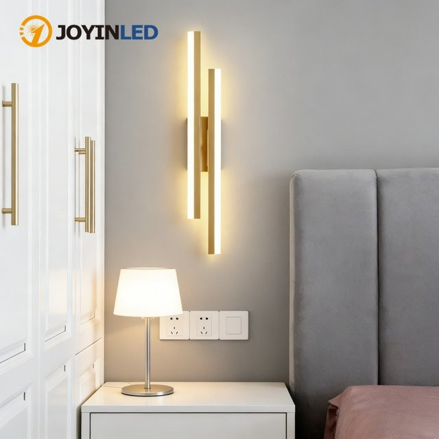 JOYINLED LED Wandleuchte mit Acryl-Lampenschirm in Kupfer und Weiß für Schlafzimmer, Wohnzimmer und Flur - Bild 1