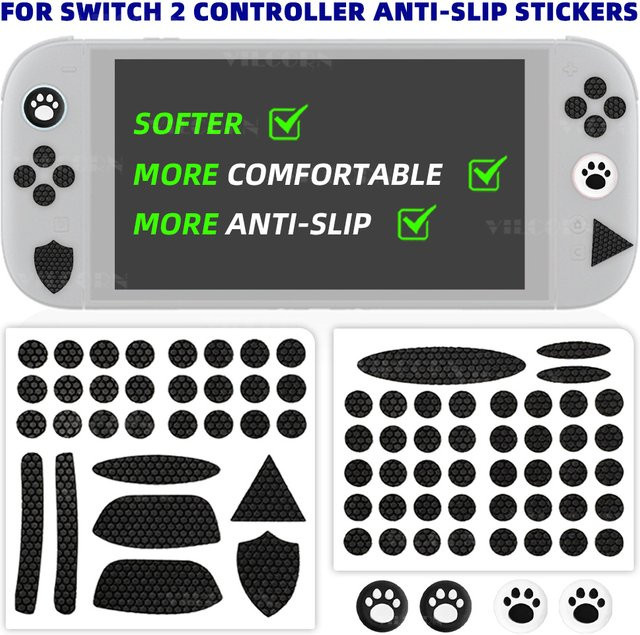 Anti-Rutsch-Aufkleber für Nintendo Switch Joycon als schweißabsorbierende Tasten-Skins in Schwarz und Lila - Bild 1