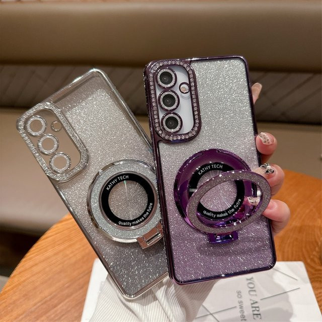 Glitzer-Diamant Handyhülle für Samsung Galaxy A57 A56 A55 A37 A36 A35 A27 A26 A25 A17 A16 A15 mit Magnetständer und weicher Abdeckung in Schwarz - Bild 1
