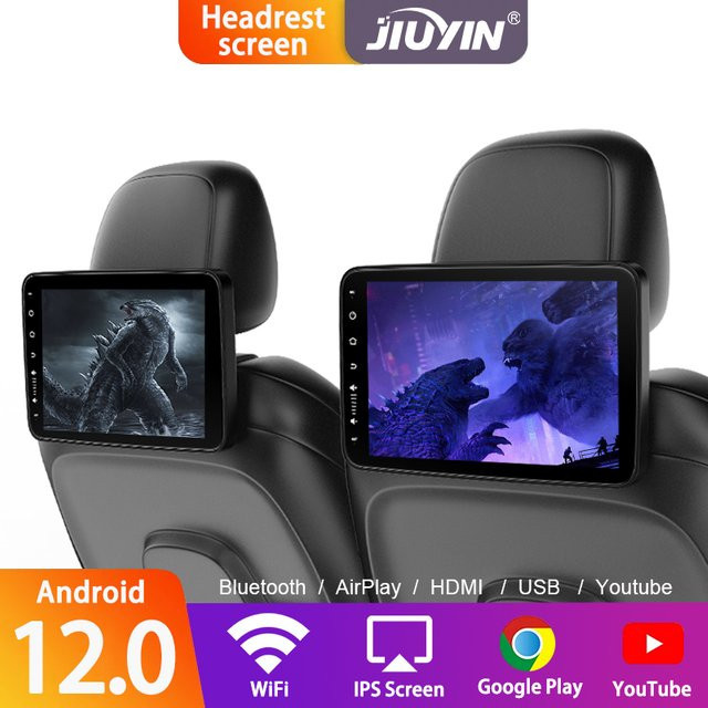 Jiuyin Touchscreen Auto Kopfstützen-Player mit IP-Bildschirm, WLAN, Bluetooth, FM und Airplay, Schwarz - Bild 1