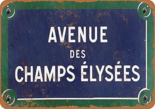 Fsdva Metallschild Avenue des Champs Elysees Retro-Wanddekoration in Blau - Bild 1