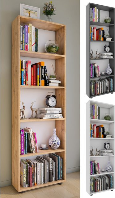 VCM Holzregal Bulas stehend mit 5 Fächern in Braun, H x B x T: 169 x 56 x 20 cm - Bild 1