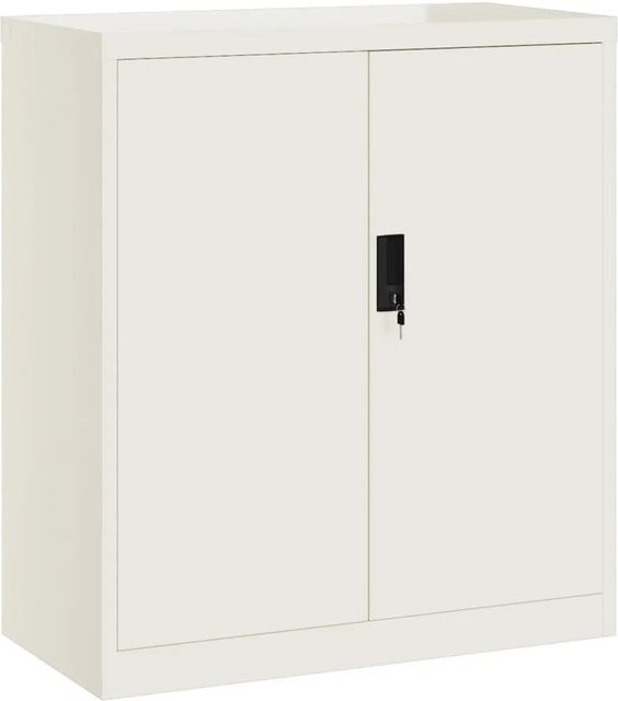 vidaXL Aktenschrank aus Stahl in Weiß mit Schloss und Regalböden, B/T/H: 79 x 40 x 90 cm - Bild 1
