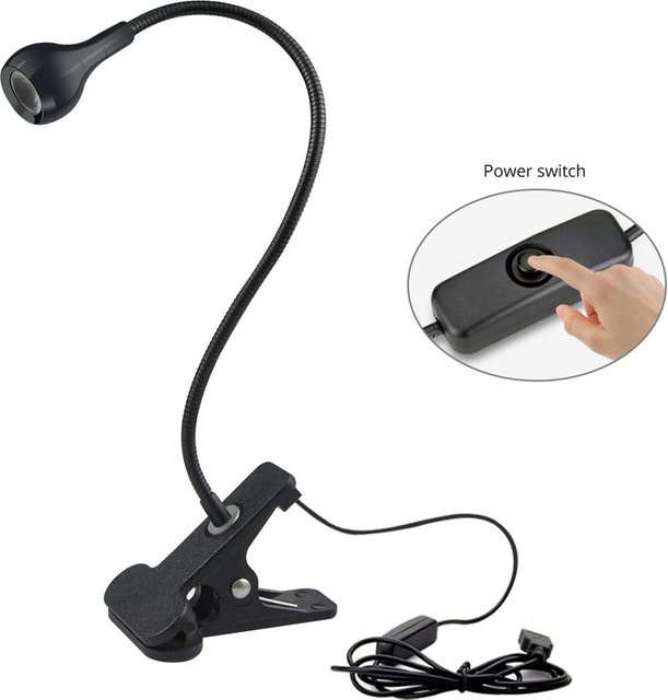Guillermo LED-Schreibtischlampe zum Anklipsen in Schwarz mit flexiblem 360 Grad Schwanenhals und USB-Anschluss für Home Office und zum Lesen - Bild 1