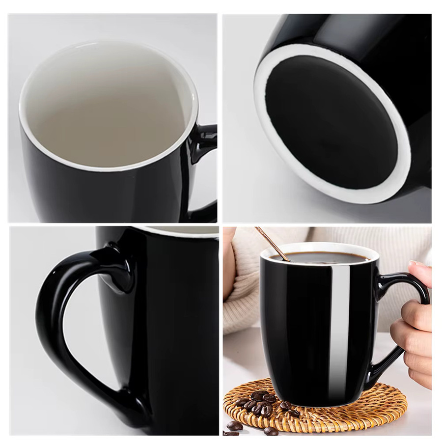 Punana Kaffeetasse aus Keramik, Schwarz-Rot, 350 ml, mikrowellengeeignet - Bild 4