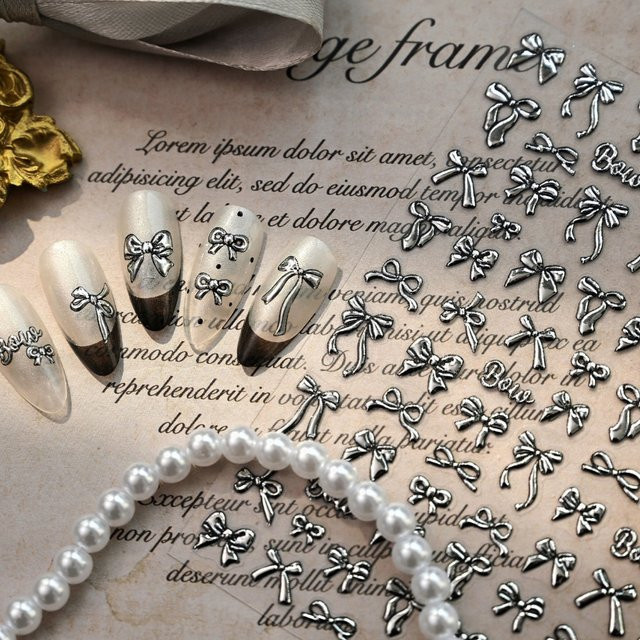 NAILFYOU Nagelkunst-Sticker, Silber, Metallic, Schleifen-Design - Bild 1