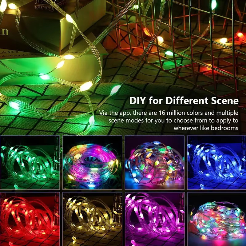 LINYILIGHT RGBIC LED Lichterkette mit Smart APP Steuerung, Wasserdichte WS2812B Girlande in Multicolour für Weihnachtsbaum und Zimmer-Dekoration - Bild 2