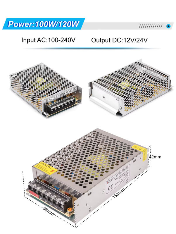 HONGPOE Schaltnetzteil DC 12V SMPS Quellenadapter für LED-Streifen und CCTV in Silber - Bild 3