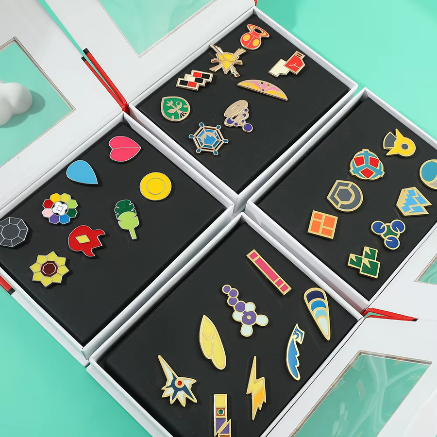 Bandai Pokémon Abzeichen-Box-Set, Kanto Johto Hoenn Sinnoh Unova Kalos Orange League Region Pins Broschen Taschenmonster-Sammlerstücke, Metall, Bunt / Mehrfarbig - Bild 4