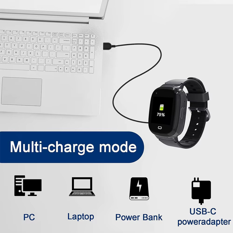 epairup Magnetisches Smartwatch-Ladegerät mit 2-poligem Kabelkontakt und 4,0 mm Abstand, USB-Ladekabel in Schwarz - Bild 4