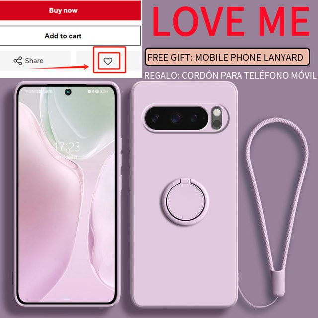 Silikon-Schutzhülle für Google Pixel 10 Pro, 9 Pro XL, 8a und 8 Pro mit Fingerring-Ständer und Linsenschutz in Grau - Bild 1