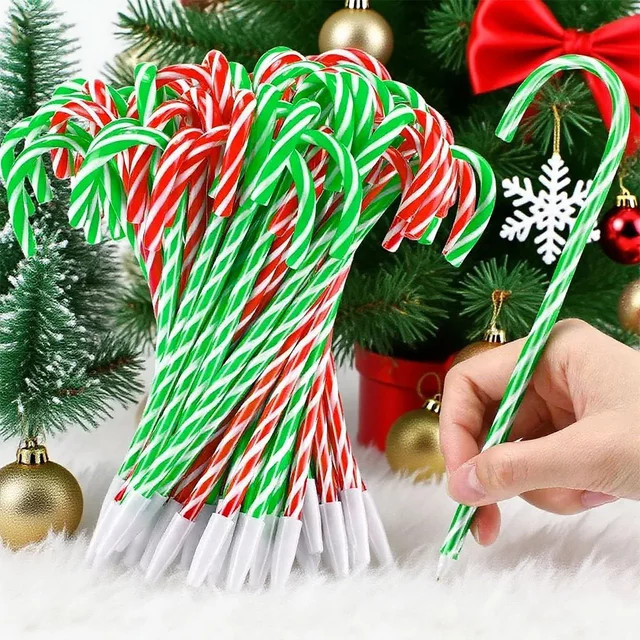 12er Set TWBEB Kugelschreiber in Zuckerstangen-Form aus Kunststoff, mehrfarbig - Bild 1