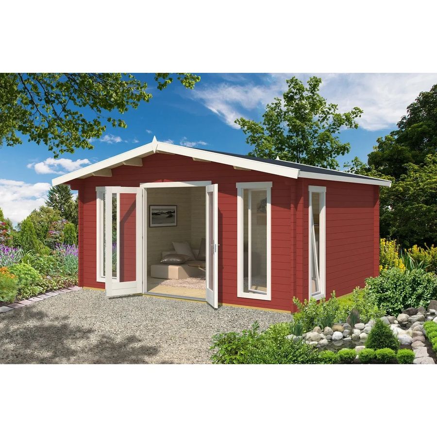 Lasita Gartenhaus Elgin in Blockbohlenbauweise mit Satteldach, Farbe: Rot, B/T/H: 528 x 360 x 267,9 cm - Bild 2