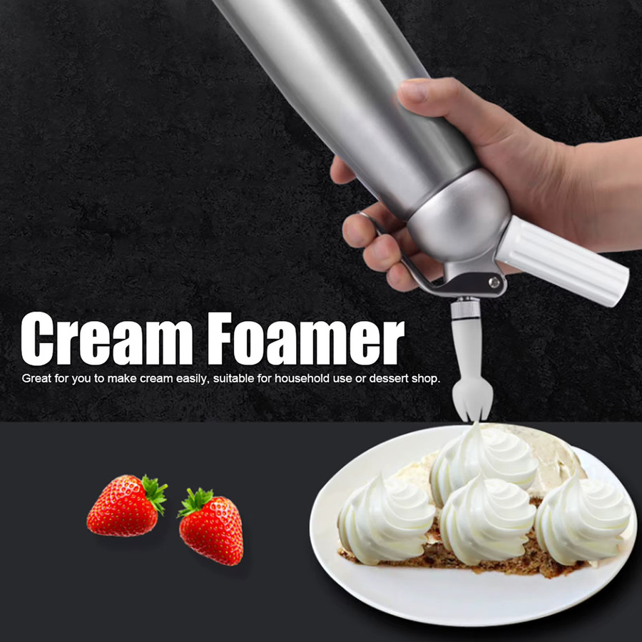 TOPINCN Creme-Whipper aus Aluminiumlegierung in Silber mit 3 Dekorationsdüsen für Kuchen und Desserts, 500 ml oder 1000 ml - Bild 2