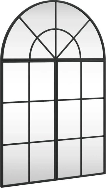 vidaXL Wandspiegel Gewölbt in Schwarz aus pulverbeschichtetem Eisen, Breite: 60 cm, Höhe: 90 cm - Bild 1
