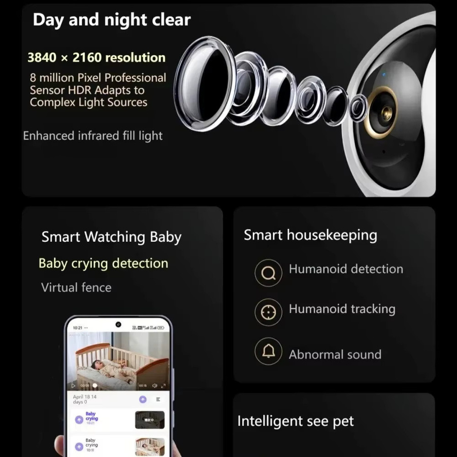 Xiaomi Smart Camera 4 Dual-Band Wi-Fi 4K HDR mit KI-Tracking, Nachtsicht und Zwei-Wege-Audio in Weiß - Bild 4