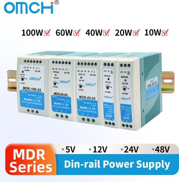 OMCH Mini DIN-Schienen-Schaltnetzteil Einstellbares SMPS 100-240VAC zu DC 5V/12V/24V/48V - Bild 1