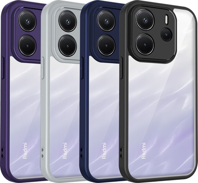 Xiaomi Redmi Note 14 4G / 5G Handyhülle aus Silikon mit Luftpolster und matter Rückseite in Transparent oder Purple - Bild 1